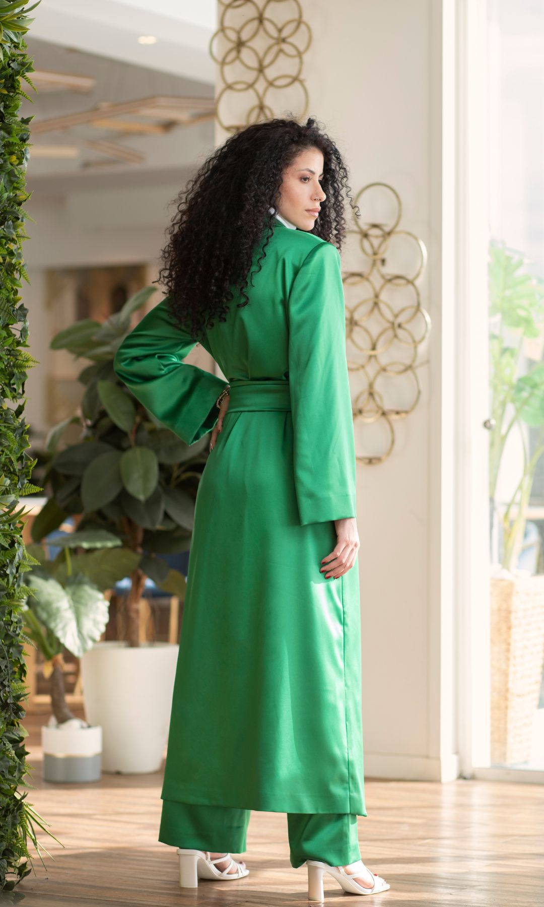 Emerald Green Glamour Boudoir Feather Robe | Luxury Dressing Gown